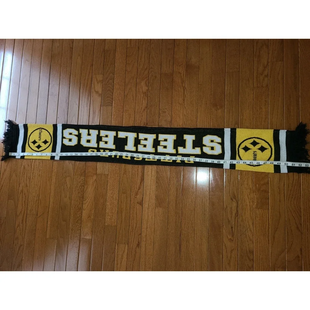 VTG Pittsburgh Steelers Knit Logo Scarf Fringe Double Sided NFL Unisex 50